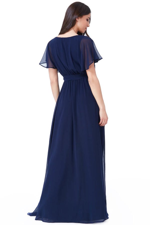 Maksimaliai ilga šifono „wrap“ suknelė mėlynos spalvos-01