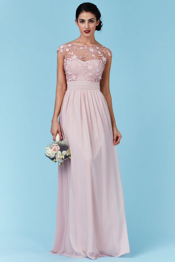 Ilga šifono suknelė rožinės spalvos 01